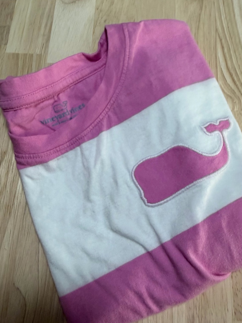Vineyard Vines Pink & White Whale Stripe Short Sleeve Tee